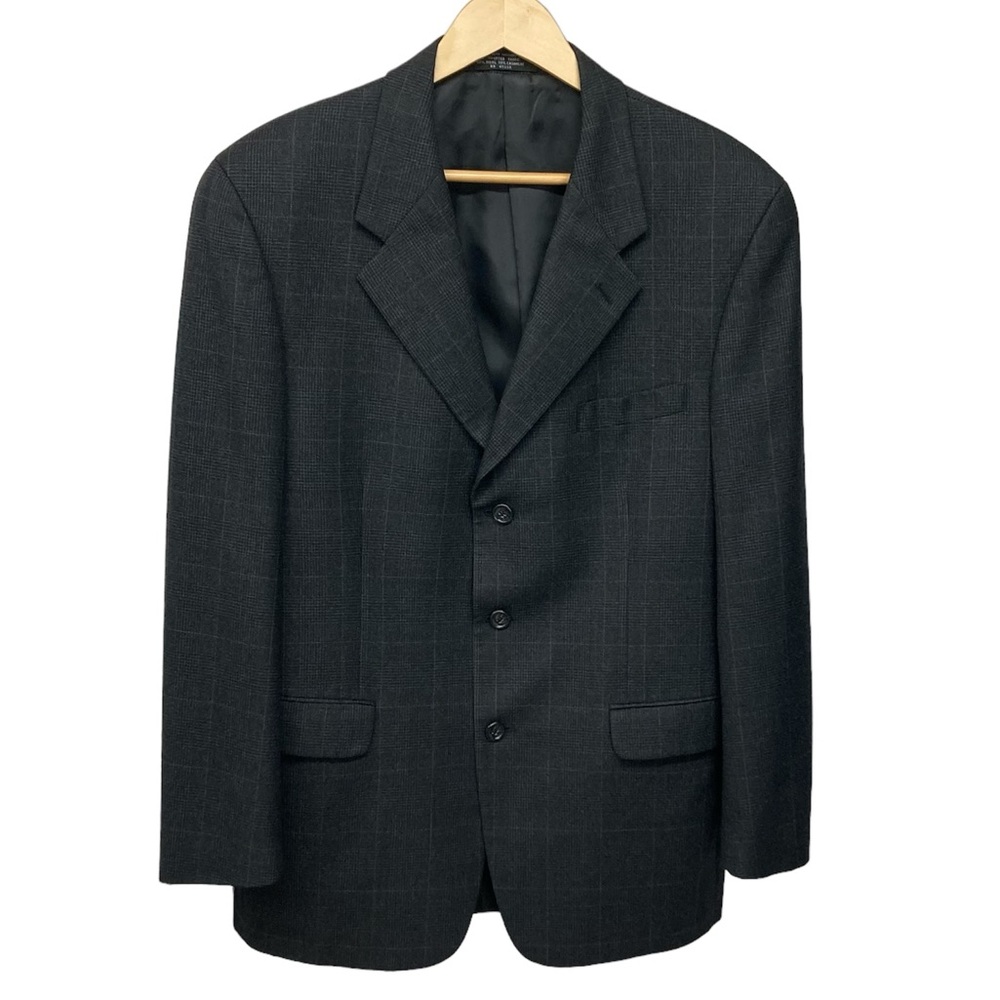 Jones New York Classic Sport Coat 42R Grey & Black Glen Plaid